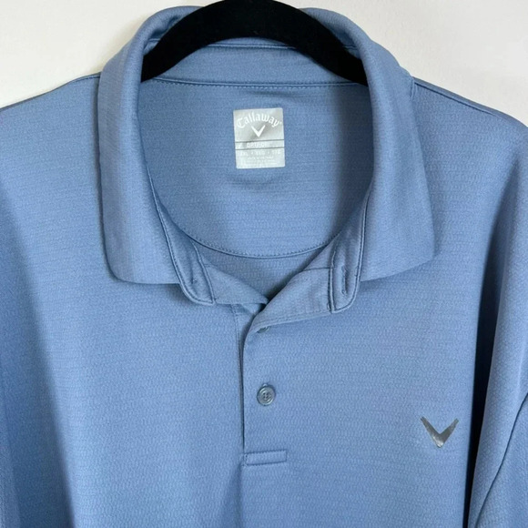 Callaway Men's Opti-Dri Golf Polo Shirt Blue Micro Textured Performance XXL Flaw - Picture 3 of 12